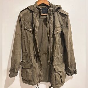 TALULA Vintage Green Trooper Utility Boho Pocket‎ Hooded Jacket Size XXS